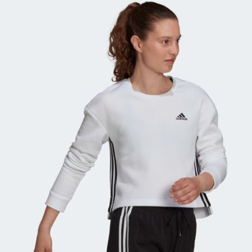 ADIDAS PRIMEGREEN ESSENTIALS COMFORT FLEECE LOOSE CROPPED SWEATSHIRT H44134